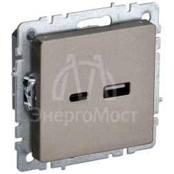 Розетка BRITE USB A+C 18Вт РЮ11-1-БрШ шампань IEK BR-U22-018-K37