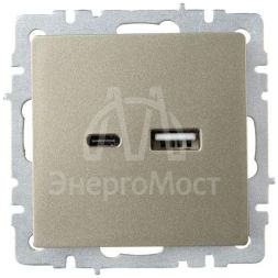 Розетка BRITE USB A+C 18Вт РЮ11-1-БрШ шампань IEK BR-U22-018-K37
