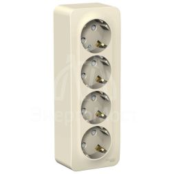 Розетка 4-м ОП Blanca 16А IP20 250В с заземл. защ. шторки с изолир. пластиной молоч. SE BLNRA011412