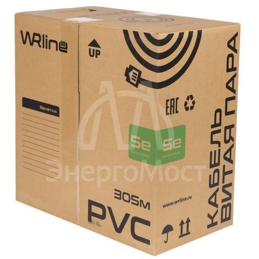 Кабель витая пара U/UTP WR-UTP-4P-C5E-L-PVC-GY неэкранир. кат.5e 4 пары 0.48мм ож внутр. PVC нг(А)-LS сер. (уп.305м) WRLine 505755