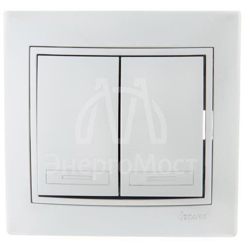 Выключатель 2-кл. СП Мира 10А IP20 со вставкой сер. метал. LEZARD 701-1010-101