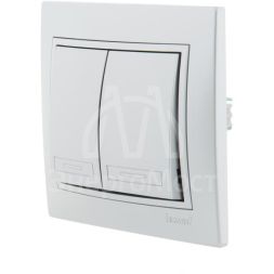 Выключатель 2-кл. СП Мира 10А IP20 со вставкой сер. метал. LEZARD 701-1010-101