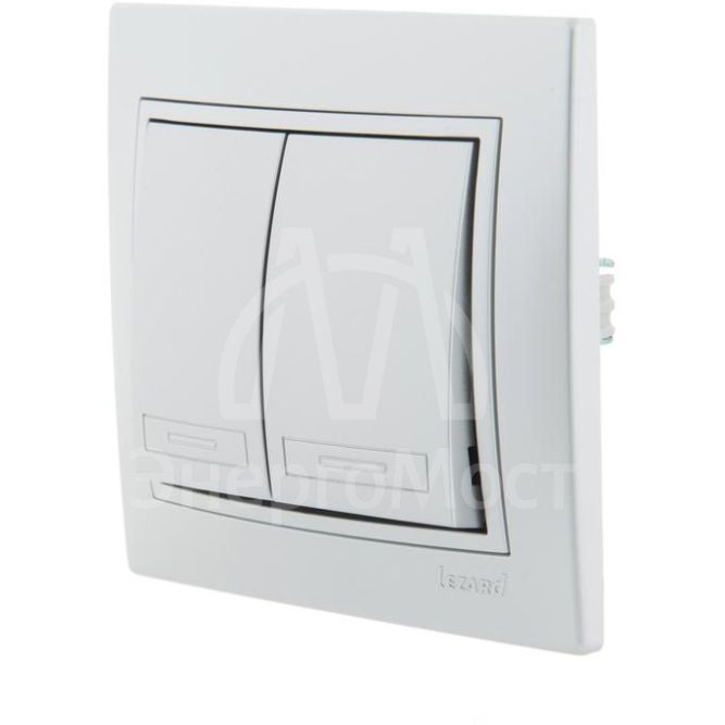 Выключатель 2-кл. СП Мира 10А IP20 со вставкой сер. метал. LEZARD 701-1010-101