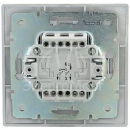 Выключатель 2-кл. СП Мира 10А IP20 со вставкой сер. метал. LEZARD 701-1010-101