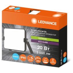 Прожектор светодиодный СДО FL ECO 20W 765 G4 уличный матов. стекло алюм. черн. LEDVANCE 4099854400056