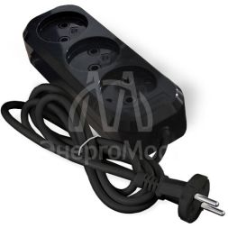 Удлинитель 3х2м без заземл. 10А IP20 Е-202 ПВС 2х0.75 АБС-пластик черн. UNIVersal 2113