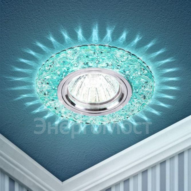 Светильник DK LD4 BL/WH MR16 точечный; декор со светодиодной подсветкой голуб. ЭРА Б0028087