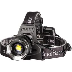 Фонарь налобный аккум. 10Вт P70 LED/Li-ion18650 3х1200мА.ч алюм. КОСМОС (KOC853Lit)