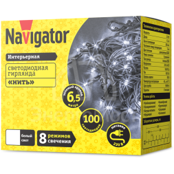 Гирлянда 61 805 NGF-S01-100CW-5-6.5m-230-C8-G-IP20 Navigator 61805