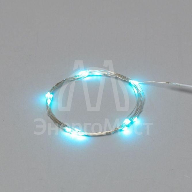 Гирлянда &amp;quot;Роса&amp;quot; 2м 20LED голуб. прозр. провод 2Вт 4.5В IP20 (батарейки CR2032 в компл.) NEON-NIGHT 303-003