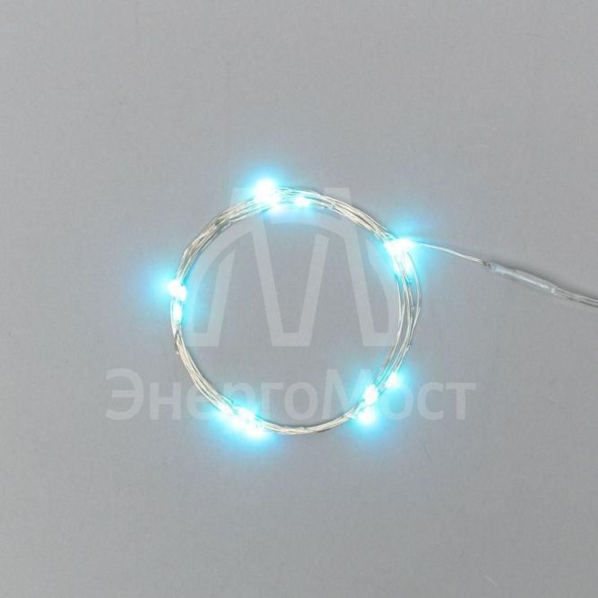 Гирлянда &amp;quot;Роса&amp;quot; 2м 20LED голуб. прозр. провод 2Вт 4.5В IP20 (батарейки CR2032 в компл.) NEON-NIGHT 303-003