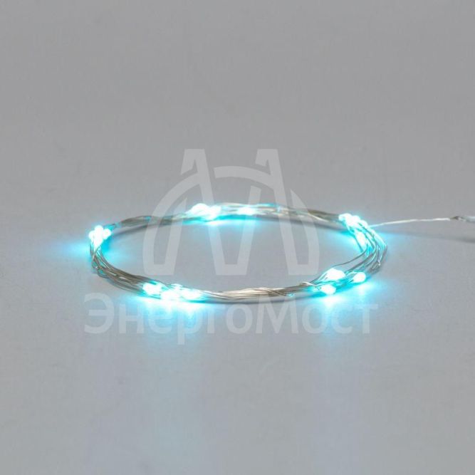 Гирлянда &amp;quot;Роса&amp;quot; 2м 20LED голуб. прозр. провод 2Вт 4.5В IP20 (батарейки CR2032 в компл.) NEON-NIGHT 303-003