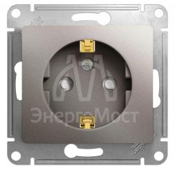 Розетка 1-м СП Glossa 16А IP20 250В с заземл. защ. шторки механизм платина SchE GSL001245
