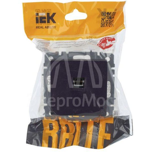 Розетка компьютерная СП RJ45 кат.5E BRITE РК10-БрЧ черн. IEK BR-K10-1-K02