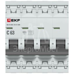 Выключатель автоматический модульный 4п 63А C 4.5кА ВА 47-63N PROxima EKF M634463C