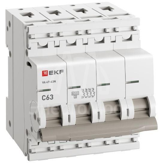 Выключатель автоматический модульный 4п 63А C 4.5кА ВА 47-63N PROxima EKF M634463C