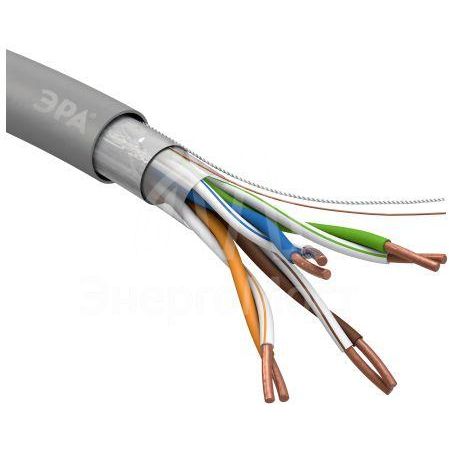 Кабель витая пара F/UTP кат.5E 4х2х24AWG solid CU PVC сер. (м) Эра Б0044688