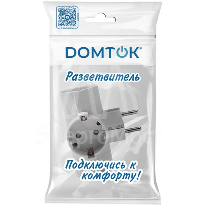 Разветвитель 3-м Т-образный с выключателем с заземл. 16А 3500Вт 250В бел. DОМТОК 2663