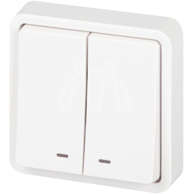 Выключатель Эксперт 11-1525-01 двойн. с подсветкой IP55 10АХ-250В СУ бел. Эра Б0063304