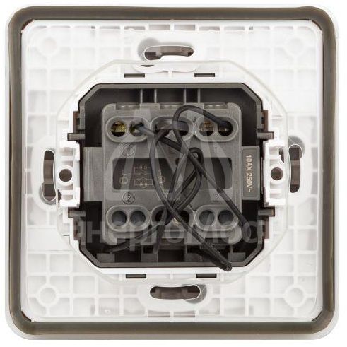 Выключатель Эксперт 11-1525-01 двойн. с подсветкой IP55 10АХ-250В СУ бел. Эра Б0063304