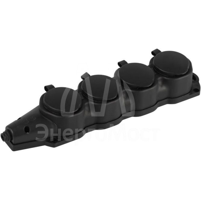 Колодка ЭРА KX-4e-B-IP44 каучуковая с заземлением 4 розетки 16A IP44 черн. Эра Б0068394