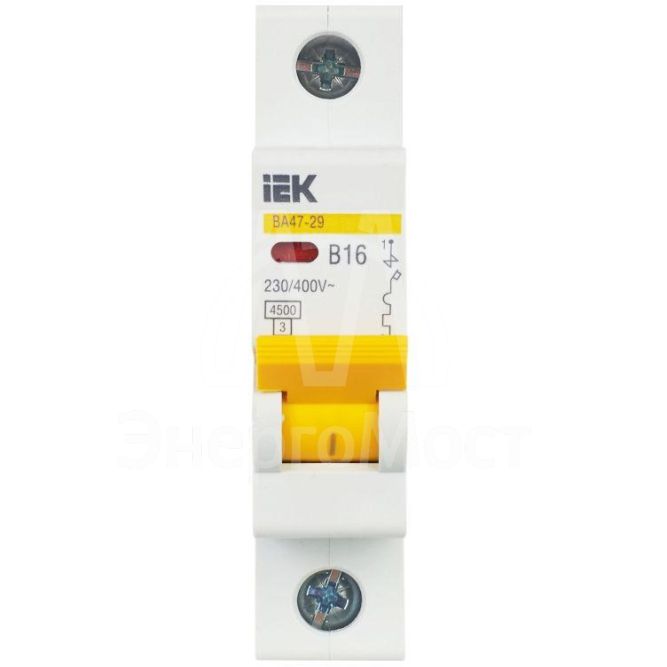 Выключатель автоматический модульный 1п B 16А 4.5кА ВА47-29 IEK MVA20-1-016-B