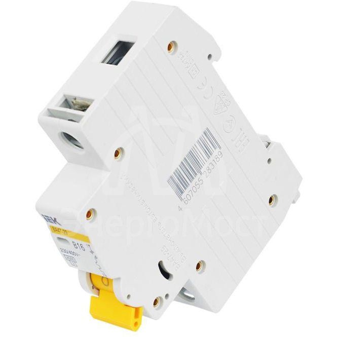 Выключатель автоматический модульный 1п B 16А 4.5кА ВА47-29 IEK MVA20-1-016-B