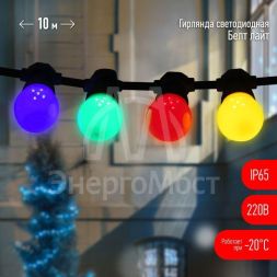 Гирлянда &amp;quot;Белт Лайт&amp;quot; 10м 30LED шаг 30см мультиколор 220В каучуковая изоляция IP65 ЭРА Б0047955