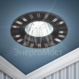 Светильник KL33 AL/BK/1 штампованный поворотный MR16 12В 50Вт сатин никель Эра Б0049557