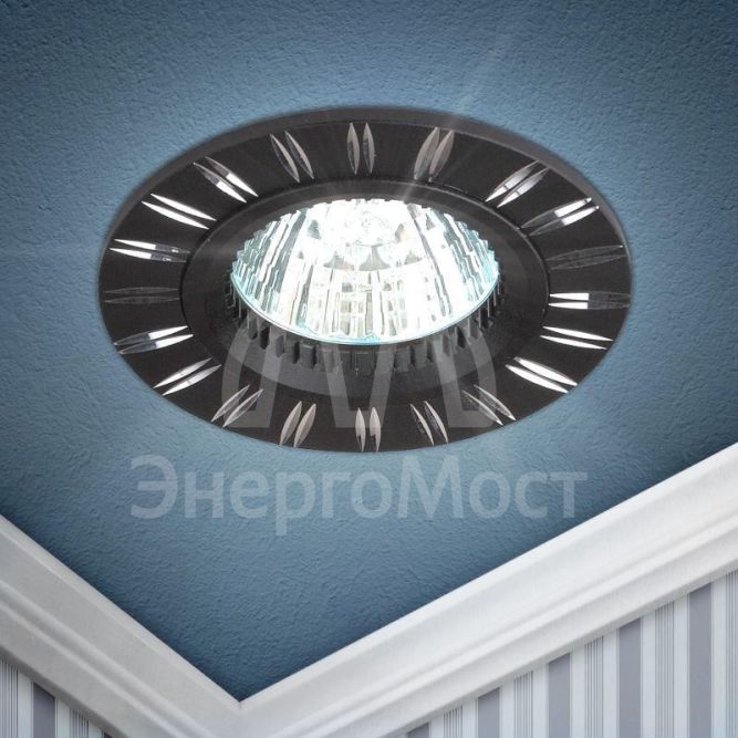 Светильник KL33 AL/BK/1 штампованный поворотный MR16 12В 50Вт сатин никель Эра Б0049557