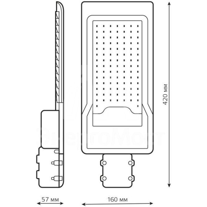 Светильник светодиодный Avenue 420х160х57 80Вт 5000К 8000лм IP65 190-250В уличный КСС &amp;quot;Ш&amp;quot; 1/10 Gauss 629534380