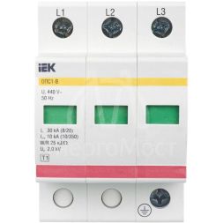 Ограничитель перенапряжения ОПС1-B 3P IEK MOP20-3-B
