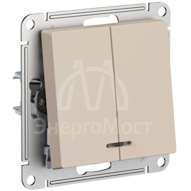 Выключатель 2-кл. AtlasDesign с подсветкой (сх.5а) 10AX мех. песочн. SE ATN001253