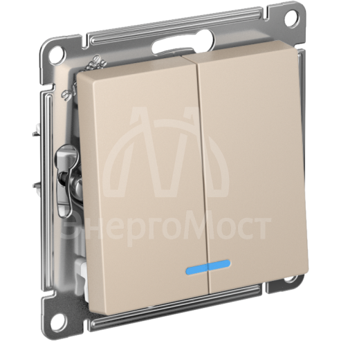 Выключатель 2-кл. AtlasDesign с подсветкой (сх.5а) 10AX мех. песочн. SE ATN001253