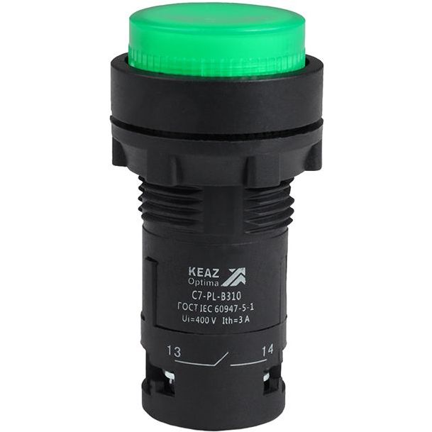 Кнопка с подсветкой OptiSignal Compact D22 С7-PL-B310 зел. 1НО 24В AC/DC XB7NW33B1 КЭАЗ 362090