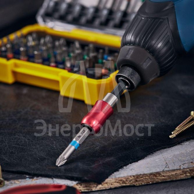 Набор бит с магнитным держателем 25-50мм 49шт пластик. коробка Kranz KR-92-0462