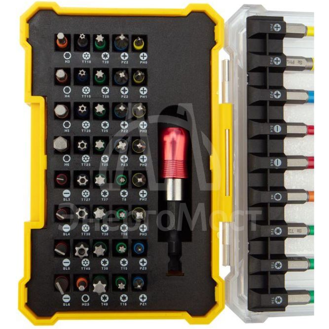 Набор бит с магнитным держателем 25-50мм 49шт пластик. коробка Kranz KR-92-0462
