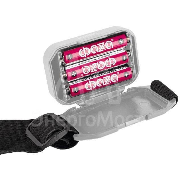 Фонарь налобный H8-L1W-gy 1Вт COB 100лм IP20 3 режима: 100проц./30проц./мигающ. 3хAAA (не в компл.) сер. блист. ФАZА 5031159