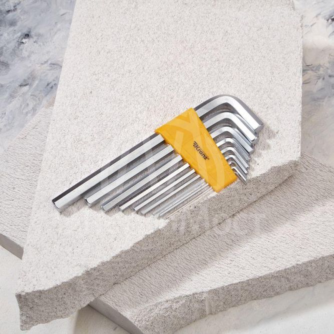 Набор ключей имбусовых HEX 2.0-12мм CrV 9шт удлиненные Kranz KR-12-5213