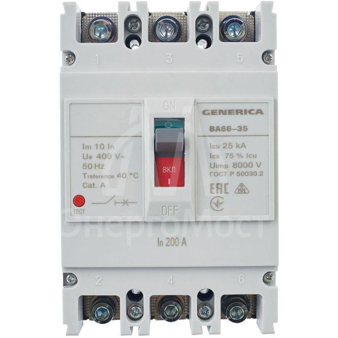 Выключатель автоматический 3п 200А 25кА ВА66-35 GENERICA IEK SAV30-3-0200-G