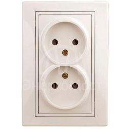 Розетка 2-м СП Plano 1-204-02 16А IP20 250В 2х2P сл. кость Intro Б0027614