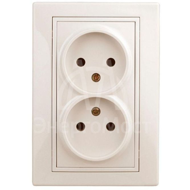 Розетка 2-м СП Plano 1-204-02 16А IP20 250В 2х2P сл. кость Intro Б0027614