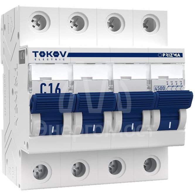 Выключатель автоматический модульный 4П 16А 4.5кА х-ка C TOKOV Electric TKE-PZ45-MCBI-4-16-C
