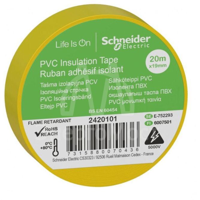 Изолента ПВХ 19мм (рул.20м) желт. SchE IMT38201