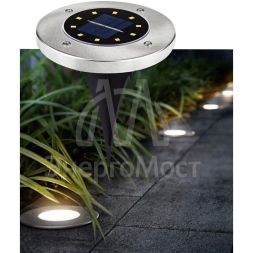 Светильник светодиодный 8SMD бел. 12х12х13 садовый на солнечн. батарее аккум. AA 500мА КОСМОС KOC_SOL105