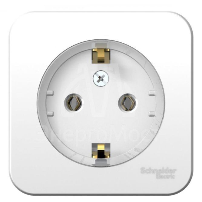 Розетка 1-м ОП BLANCA (КОМПАКТ) 16А 250В без шторок с заземл. изол. пласт. бел. SchE BLNRA110111