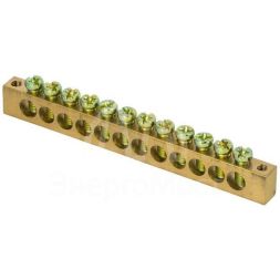 Шина PEN &amp;quot;ноль-земля&amp;quot; 6х9 12 отвер. латунь крепеж по краям PROxima EKF sn0-63-12-k