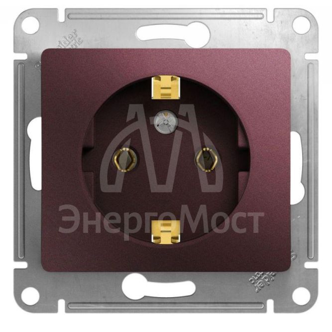 Механизм розетки 1-м Glossa 16А 250В с заземл. баклажан. SchE GSL001143