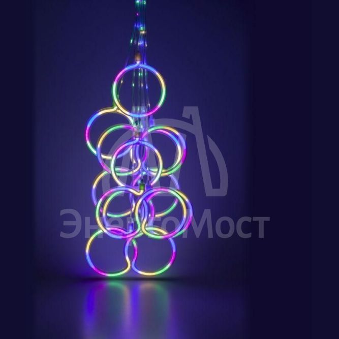 Гирлянда EGNIG - RI занавес &amp;quot;Неоновые кольца&amp;quot; 2.4х0.65м 520LED мультиколор IP20 220В 8 режимов Эра Б0051878