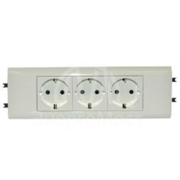 Механизм розетки 3-м СП Mosaic New 6мод. для кабель-канала DLP с заземл. с суппорт. бел. Leg 077433